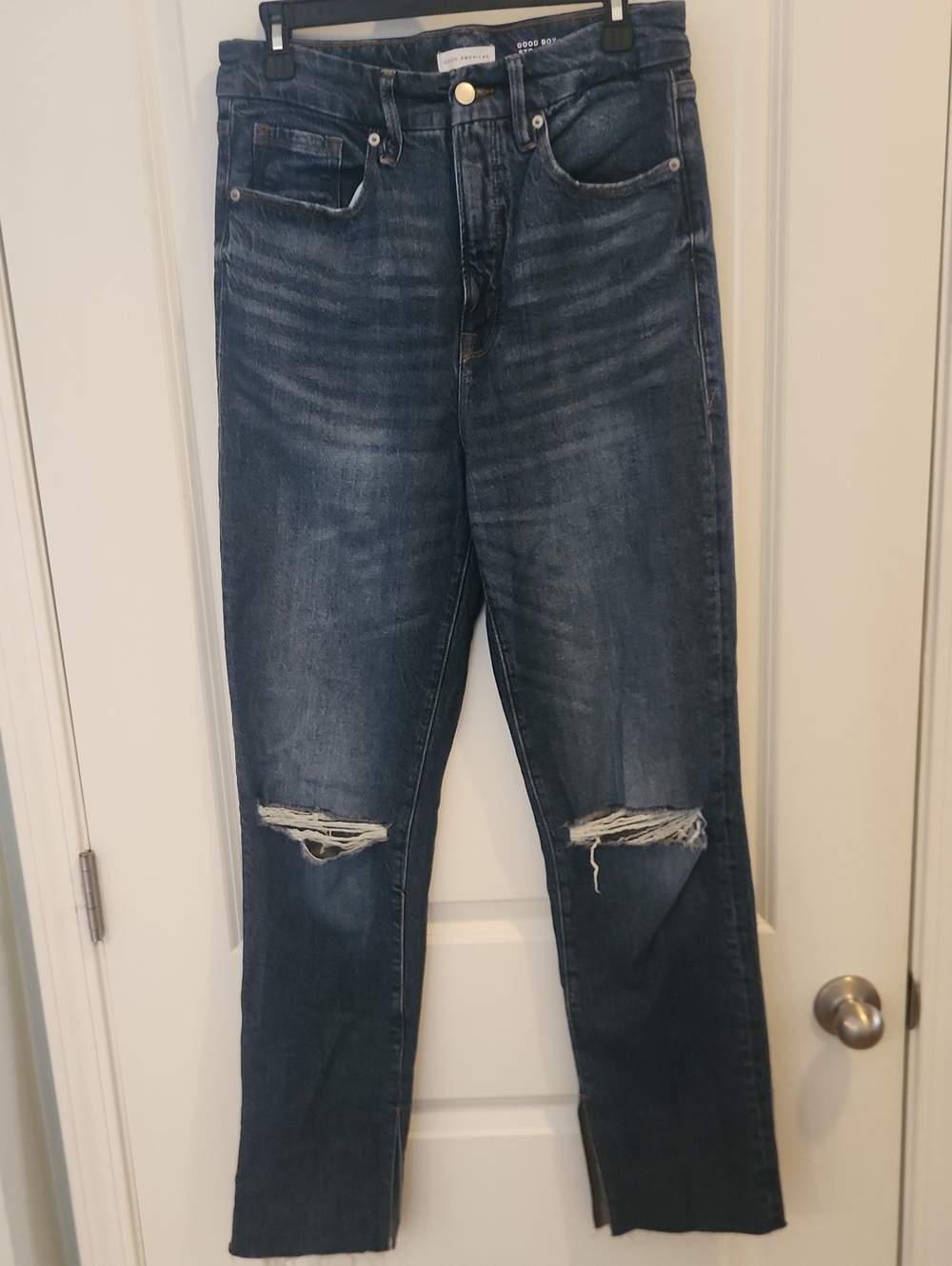 Good American Good Boy Straight Dark Blue Denim Jeans